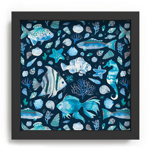 Ninola Design Sea Fishes Shells Blue Recessed Framing Square