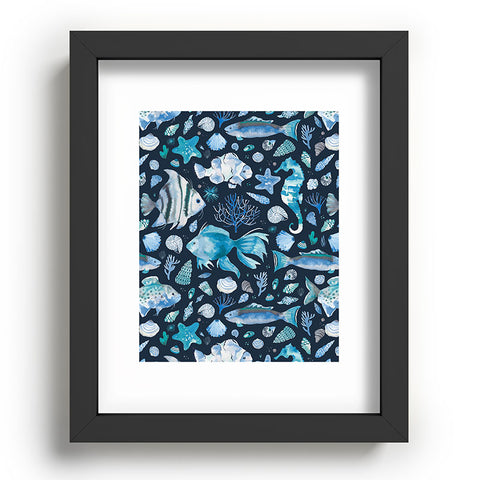 Ninola Design Sea Fishes Shells Blue Recessed Framing Rectangle