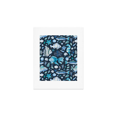 Ninola Design Sea Fishes Shells Blue Art Print