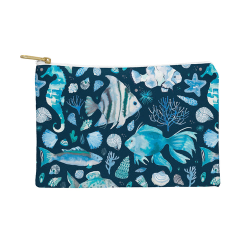 Ninola Design Sea Fishes Shells Blue Pouch