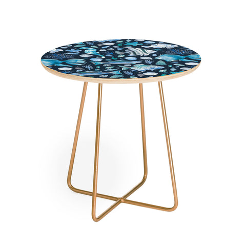 Ninola Design Sea Fishes Shells Blue Round Side Table
