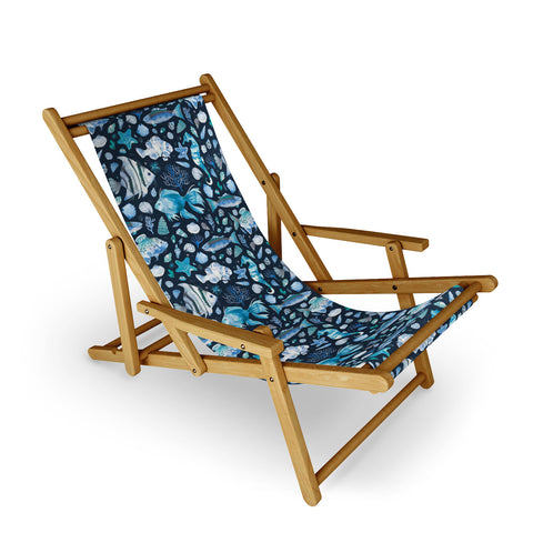 Ninola Design Sea Fishes Shells Blue Sling Chair