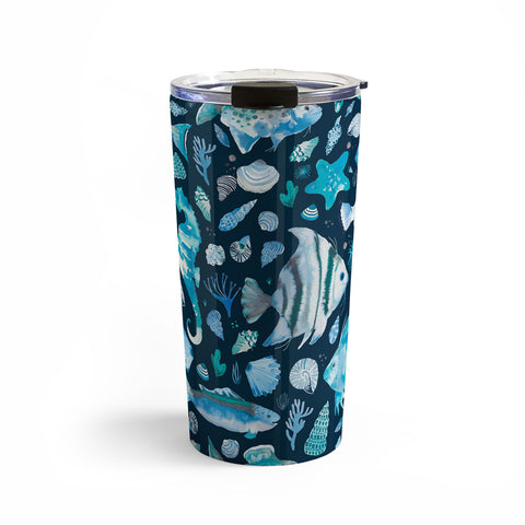 Ninola Design Sea Fishes Shells Blue Travel Mug