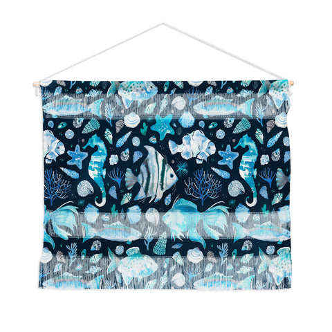 Ninola Design Sea Fishes Shells Blue Wall Hanging Landscape