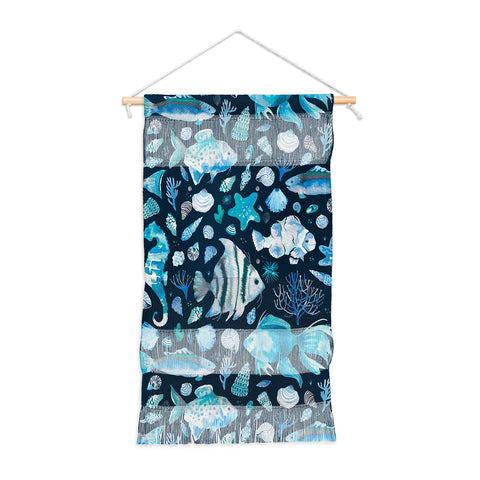 Ninola Design Sea Fishes Shells Blue Wall Hanging Portrait