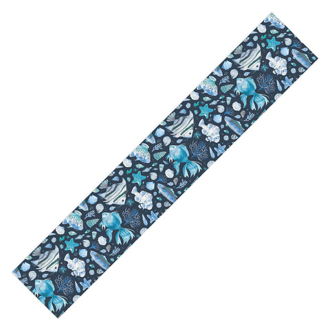 Ninola Design Sea Fishes Shells Blue Table Runner