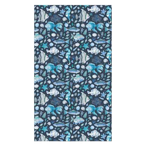 Ninola Design Sea Fishes Shells Blue Tablecloth