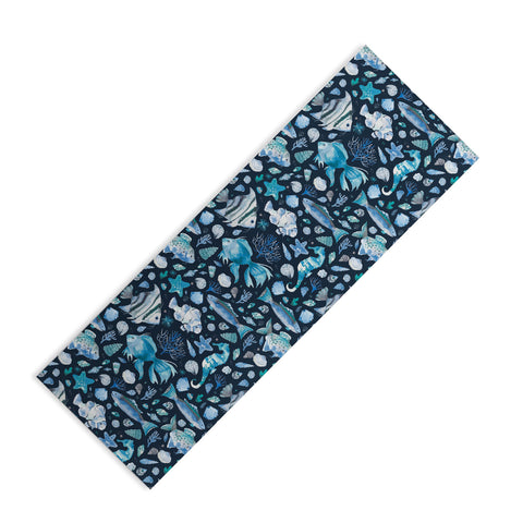 Ninola Design Sea Fishes Shells Blue Yoga Mat