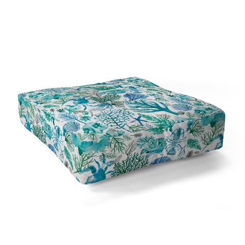 Ninola Design Sea Ocean Corals Reef Floor Pillow Square