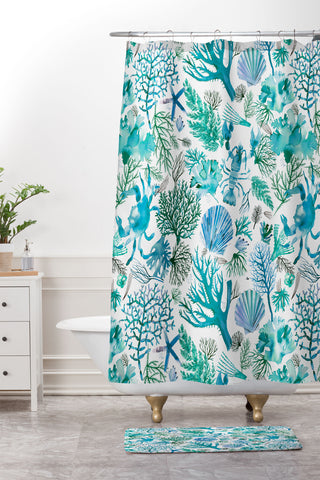 Ninola Design Sea Ocean Corals Reef Shower Curtain And Mat