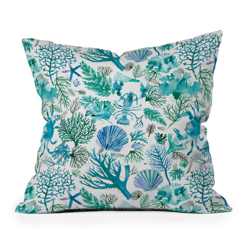 Ninola Design Sea Ocean Corals Reef Throw Pillow