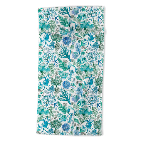Ninola Design Sea Ocean Corals Reef Beach Towel