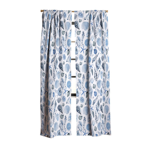 Ninola Design Sea Shells Ocean Marine Coastal Blue Indigo Blackout Non Repeat