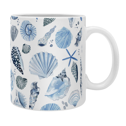 Ninola Design Sea Shells Ocean Marine Coastal Blue Indigo Coffee Mug