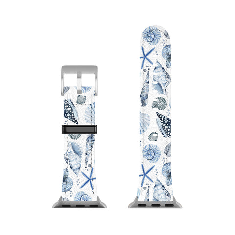 Ninola Design Sea Shells Ocean Marine Coastal Blue Indigo Apple Watch Band