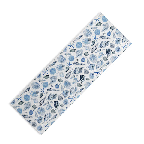 Ninola Design Sea Shells Ocean Marine Coastal Blue Indigo Yoga Mat