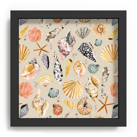 Ninola Design Sea Shells Ocean Marine Coastal Sand Recessed Framing Square