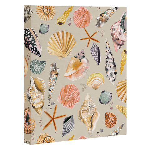 Ninola Design Sea Shells Ocean Marine Coastal Sand Art Canvas