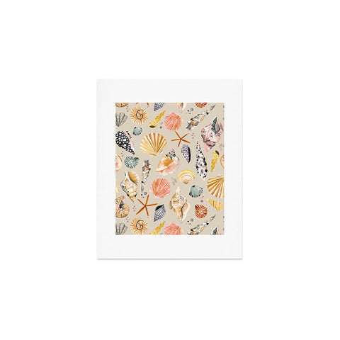 Ninola Design Sea Shells Ocean Marine Coastal Sand Art Print