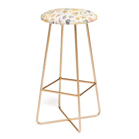 Ninola Design Sea Shells Ocean Marine Coastal Sand Bar Stool