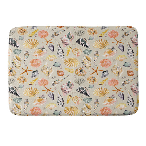 Ninola Design Sea Shells Ocean Marine Coastal Sand Memory Foam Bath Mat