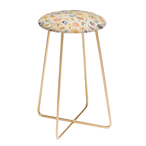 Ninola Design Sea Shells Ocean Marine Coastal Sand Counter Stool