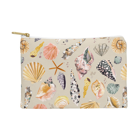 Ninola Design Sea Shells Ocean Marine Coastal Sand Pouch