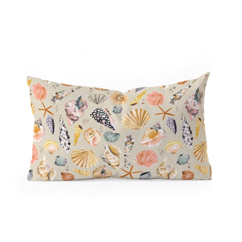 Ninola Design Sea Shells Ocean Marine Coastal Sand Oblong Throw Pillow