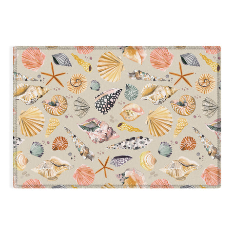 Ninola Design Sea Shells Ocean Marine Coastal Sand Outdoor Rug