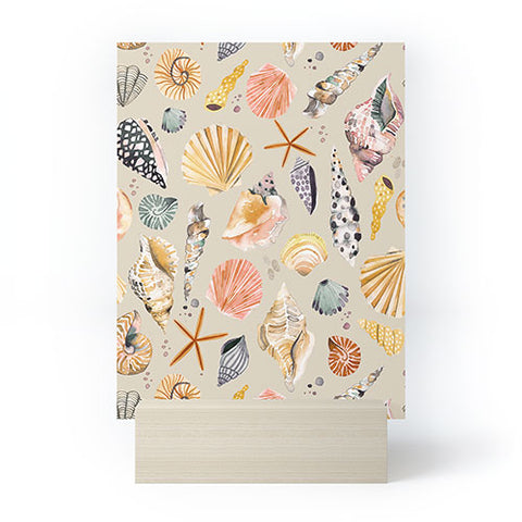 Ninola Design Sea Shells Ocean Marine Coastal Sand Mini Art Print