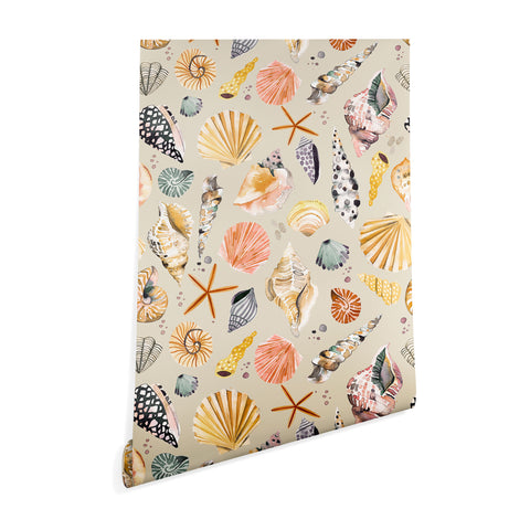 Ninola Design Sea Shells Ocean Marine Coastal Sand Wallpaper