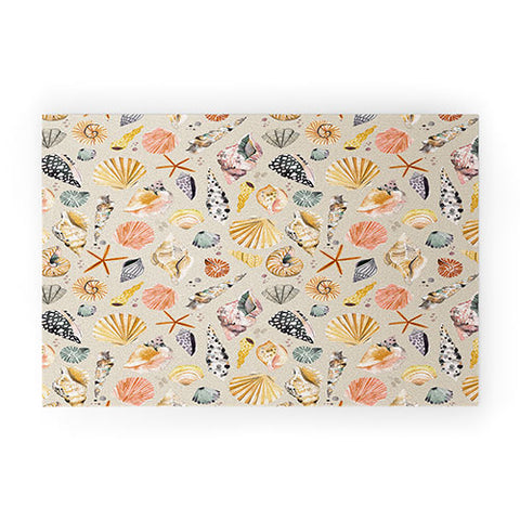 Ninola Design Sea Shells Ocean Marine Coastal Sand Welcome Mat
