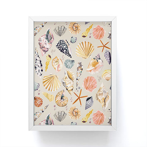 Ninola Design Sea shells Sand beige Framed Mini Art Print