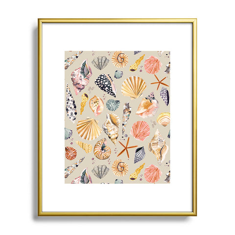 Ninola Design Sea shells Sand beige Metal Framed Art Print
