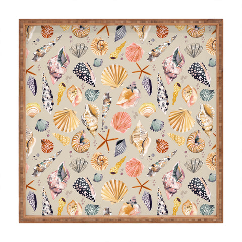 Ninola Design Sea shells Sand beige Square Tray