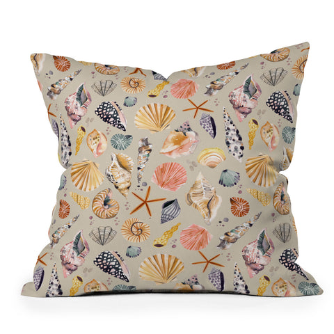 Ninola Design Sea shells Sand beige Outdoor Throw Pillow