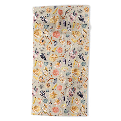 Ninola Design Sea shells Sand beige Beach Towel