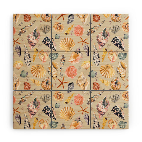 Ninola Design Sea shells Sand beige Wood Wall Mural