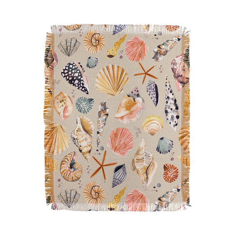 Ninola Design Sea shells Sand beige Throw Blanket
