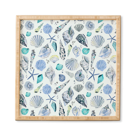 Ninola Design Sea shells Soft blue Framed Wall Art