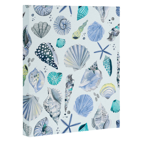 Ninola Design Sea shells Soft blue Art Canvas