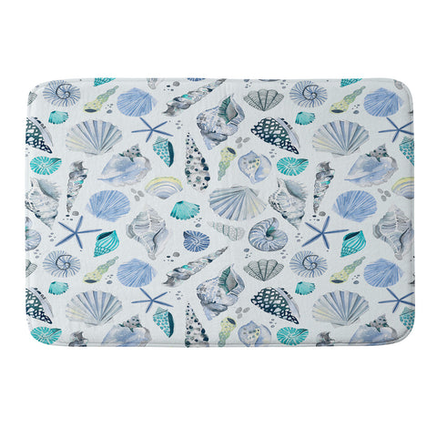 Ninola Design Sea shells Soft blue Memory Foam Bath Mat