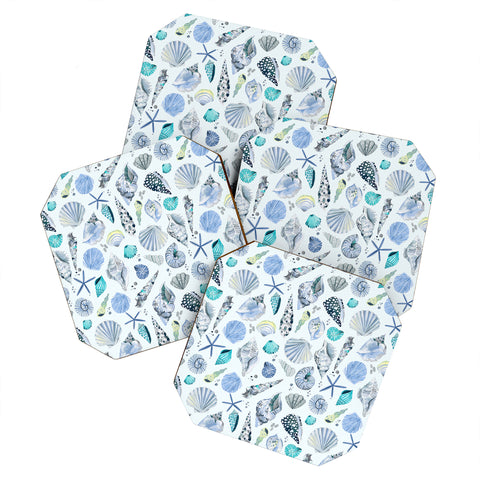 Ninola Design Sea shells Soft blue Coaster Set