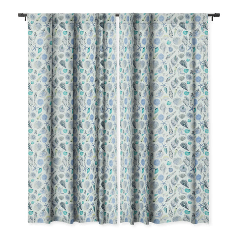 Ninola Design Sea shells Soft blue Blackout Window Curtain