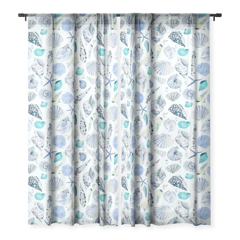 Ninola Design Sea shells Soft blue Sheer Non Repeat