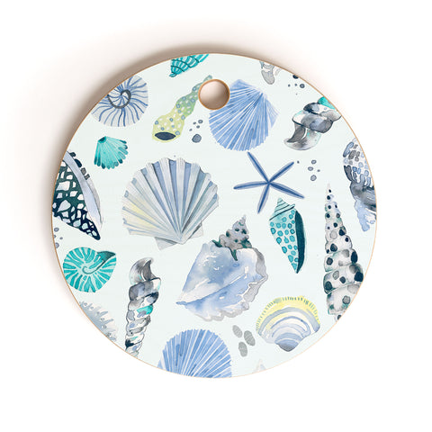 Ninola Design Sea shells Soft blue Cutting Board Round