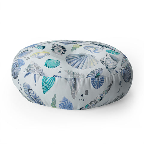 Ninola Design Sea shells Soft blue Floor Pillow Round