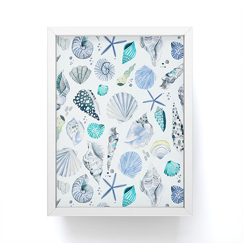 Ninola Design Sea shells Soft blue Framed Mini Art Print