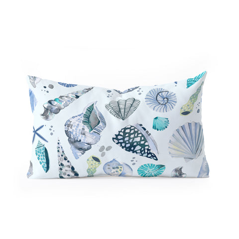 Ninola Design Sea shells Soft blue Oblong Throw Pillow