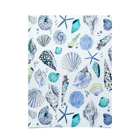 Ninola Design Sea shells Soft blue Poster